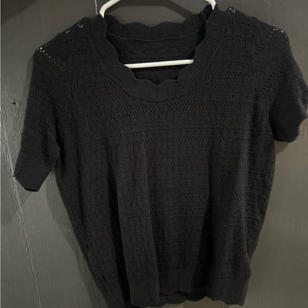 Black top with scallop detail